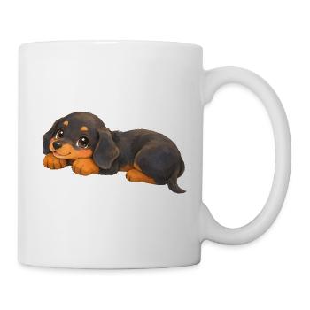 Dackel - Süßes Dackelbaby mit großen Augen - Tasse - Weiß - Rechts