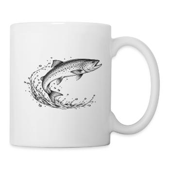 Meerforelle Sprung - Tasse - Weiß - Rechts
