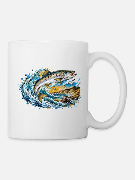 Meerforelle farbig Wellen - Tasse - Weiß