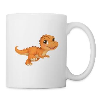 Süßer kleiner T‑Rex – orangefarbener Dinosaurier - Tasse - Weiß - Rechts
