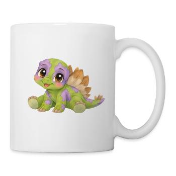 Verspielter kleiner Stegosaurus in Lila und Grün - Tasse - Weiß - Rechts