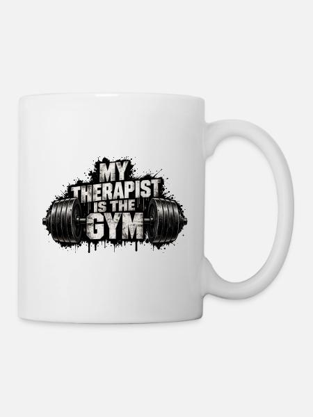Mein Therapeut ist das Fitnessstudio - Tasse - Weiß