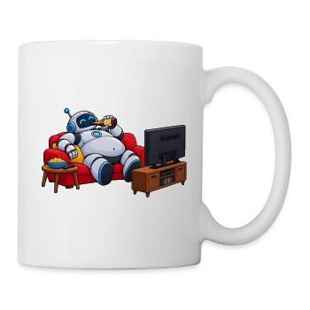 Roboter-Entspannung vor dem Fernseher - Tasse - Weiß - Rechts
