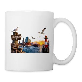 Hamburg Hafen Sonne - Tasse - Weiß - Rechts