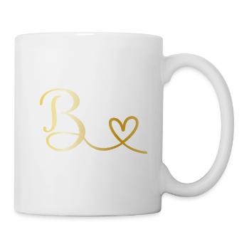 B goldenes Monogramm mit Herz - Tasse - Weiß - Rechts