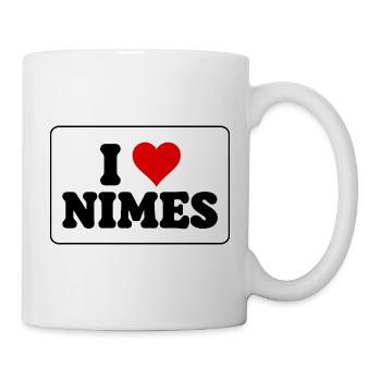 Ich liebe Nîmes, J'aime Nîmes - Amour ville - Tasse - Weiß - Rechts