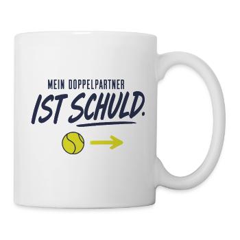 Mein Doppelpartner ist schuld Lustiges Doppel - Tasse - Weiß - Rechts