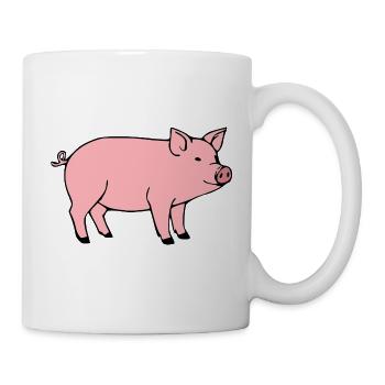 Schwein rosa Metzger Fleischer Geschenk - Tasse - Weiß - Rechts