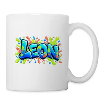 LEON Graffiti Fluo: Der Name, der für Aufsehen sorgt! - Tasse - Weiß - Rechts