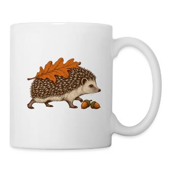 Igel mit Herbstblatt - Tasse - Weiß - Rechts