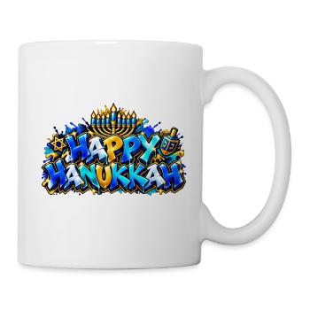 Frohes Chanukka-Graffiti-Menora: Helles Geschenk - Tasse - Weiß - Rechts