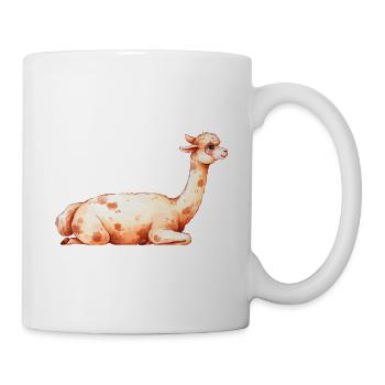 Pastell-alpaka design, Wasserfarben-Illustration - Tasse - Weiß - Rechts