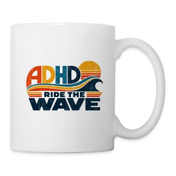 ADHD – Ride the Wave | Retro-Sonne & Welle - Tasse - Weiß - Rechts