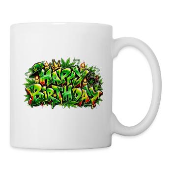 Herzlichen Glückwunsch zum Geburtstag Graffiti Jungle: Entspannte Atmosphäre! - Tasse - Weiß - Rechts