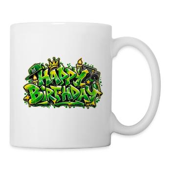 Herzlichen Glückwunsch zum Geburtstag Graffiti Hip Hop: Old School! - Tasse - Weiß - Rechts