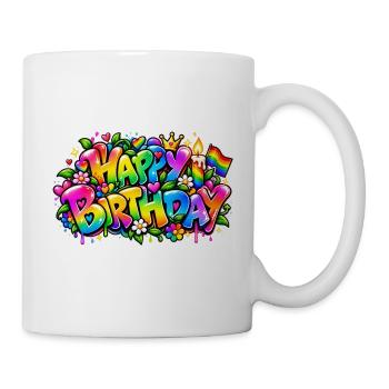 Herzlichen Glückwunsch zum Geburtstag Graffiti Pride: Pride garantiert! - Tasse - Weiß - Rechts