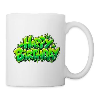 Happy Birthday Graffiti Slime: Zu stilvoll! - Tasse - Weiß - Rechts