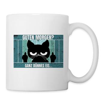 Katze Morgenmuffel - Tasse - Weiß - Rechts