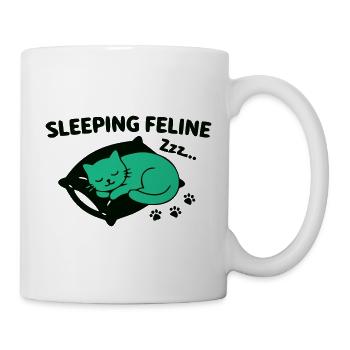 Schlafende Katze Kissen Logo - Tasse - Weiß - Rechts