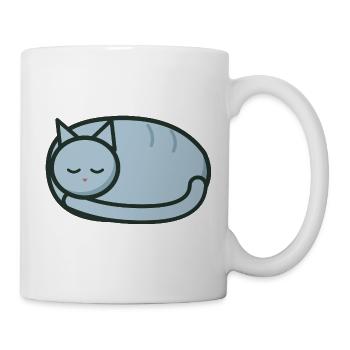 Schläfrige zusammengerollte Katze – Kleines Brustemblem - Tasse - Weiß - Rechts