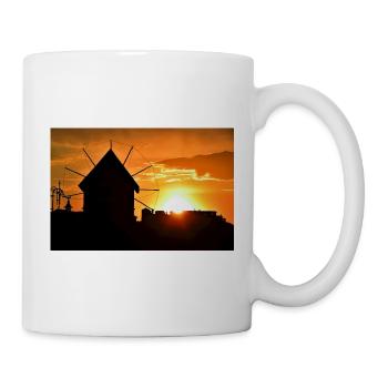 Windmühle bei Sonnenuntergang - Tasse - Weiß - Rechts