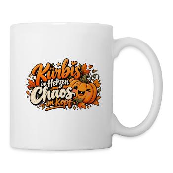 Kürbis im Herzen Chaos im Kopf Lustiges Halloween - Tasse - Weiß - Rechts