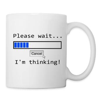 Blauer Fortschrittsbalken mit Abbrechen-Option - Tasse - Weiß - Rechts