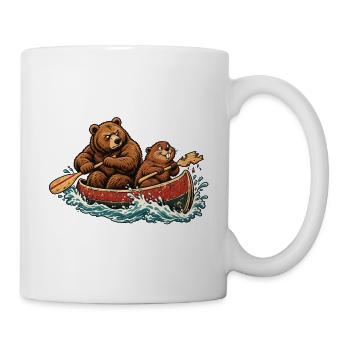 Bär & Biber im Kanu – Outdoor Abenteuer - Tasse - Weiß - Rechts