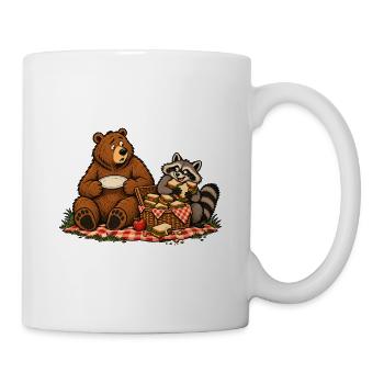 Bär & Waschbär beim Picknick – Outdoor - Tasse - Weiß - Rechts