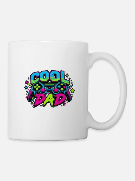 Retro Papa Neon Gaming - Tasse - Weiß