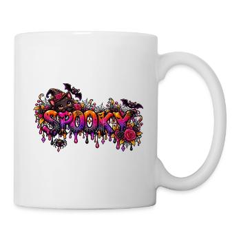 Spooky Katzen Neon-Drip - Tasse - Weiß - Rechts