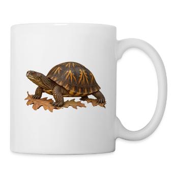 Östliche Boxschildkröte im Eichenlaubstreu - Tasse - Weiß - Rechts