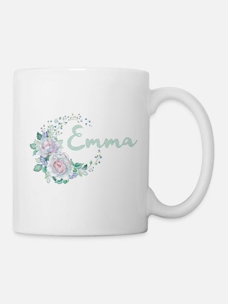 Emma Blütenkranz Schrift - Tasse - Weiß