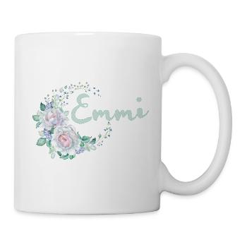 Pastell Blumenkreis Emmi Logo - Tasse - Weiß - Rechts