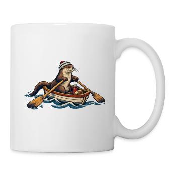 Otter im Ruderboot – Lustiges Wasser & Outdoor Mot - Tasse - Weiß - Rechts