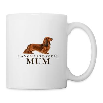 Langhaardackel Mumi Hundeporträt - Tasse - Weiß - Rechts