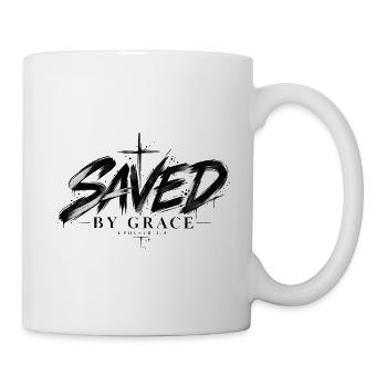 Saved by Grace Modernes Christliches Kreuz Design - Tasse - Weiß - Rechts