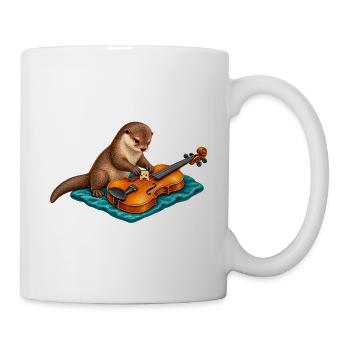 Otter repariert eine Geige - Tasse - Weiß - Rechts
