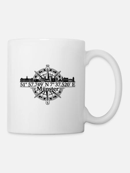 Münster Kompass Stadtansicht - Tasse - Weiß
