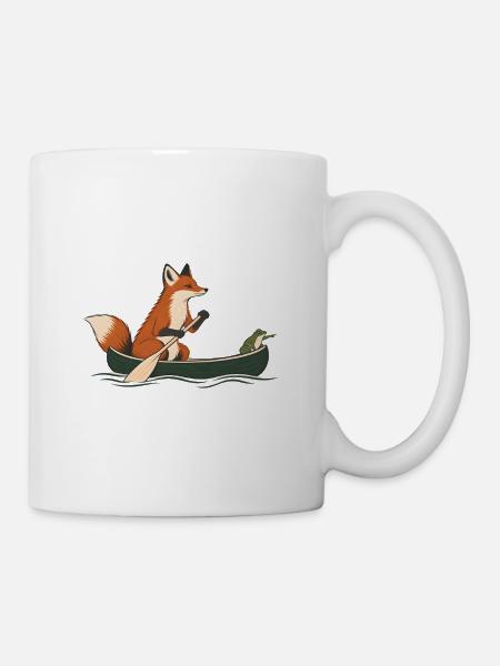 Fuchs und Frosch im Kanu – Outdoor-Abenteuer - Tasse - Weiß