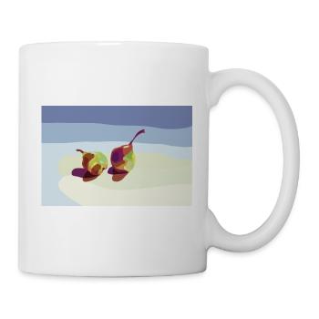 Bunte Birnen auf einer Strandlandschaft - Tasse - Weiß - Rechts