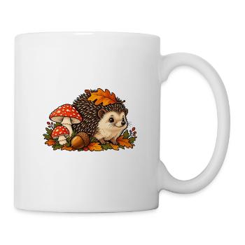 Herbstiger Igel mit Pilzen und Blättern - Tasse - Weiß - Rechts