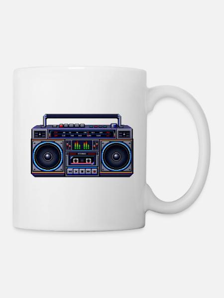 Pixel-Art Ghetto Blaster - Tasse - Weiß