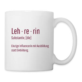 Lehrerin Substantiv Influencerin Schule Geschenk - Tasse - Weiß - Rechts