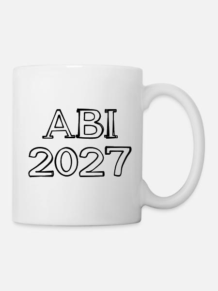 Abi 2027 Schriftzug handgezeichnet - Tasse - Weiß