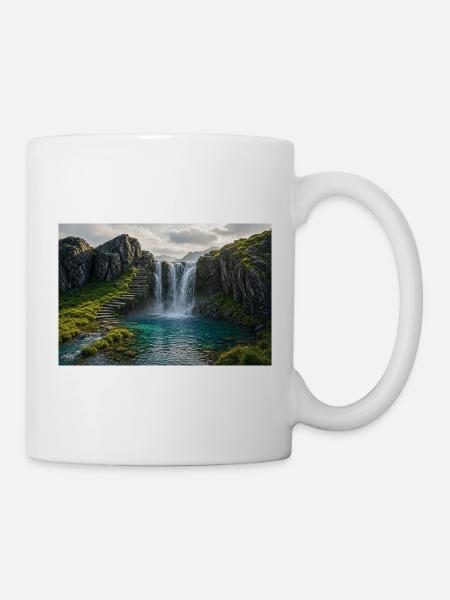 Wasserfallpfad - Tasse - Weiß