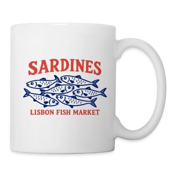 Vintage Lissabonner Fischmarkt Sardinen Portugal - Tasse - Weiß - Rechts