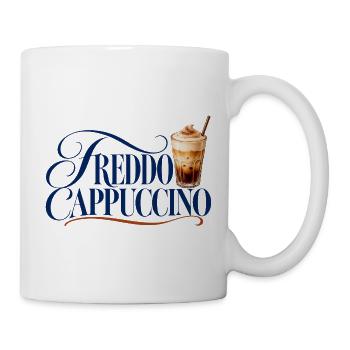 Freddo Cappuccino Schrift mit Eiskaffee - Tasse - Weiß - Rechts