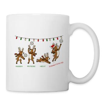 Volleyball Weihnachten Rentiere Lustiges Geschenk - Tasse - Weiß - Rechts