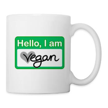 Hello, I am vegan Namensschild - Tasse - Weiß - Rechts